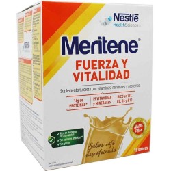 MERITENE BEBIDA SOLUBLE A BASE DE PROTEÍNAS LÁCTEAS ENRIQUECIDAS SABOR CAFÉ DESCAFEINADO 15 SOBRES