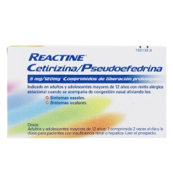 REACTINE CETIRIZINA/PSEUDOEFEDRINA 14 COMPRIMIDOS 14 COMPRIMIDOS