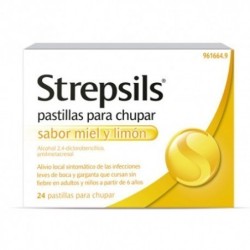 STREPSILS PASTILLAS PARA CHUPAR SABOR MIEL Y LIMÓN 24 PASTILLAS